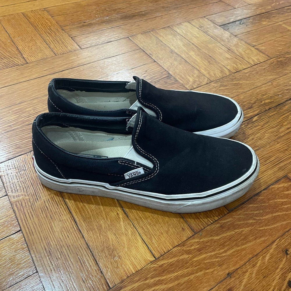 Vans Cream Slip-On Sneakers